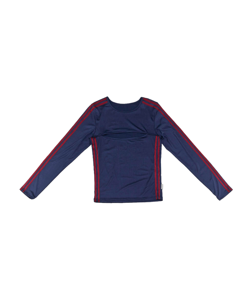 Line Cutout Long Sleeves T (Navy)